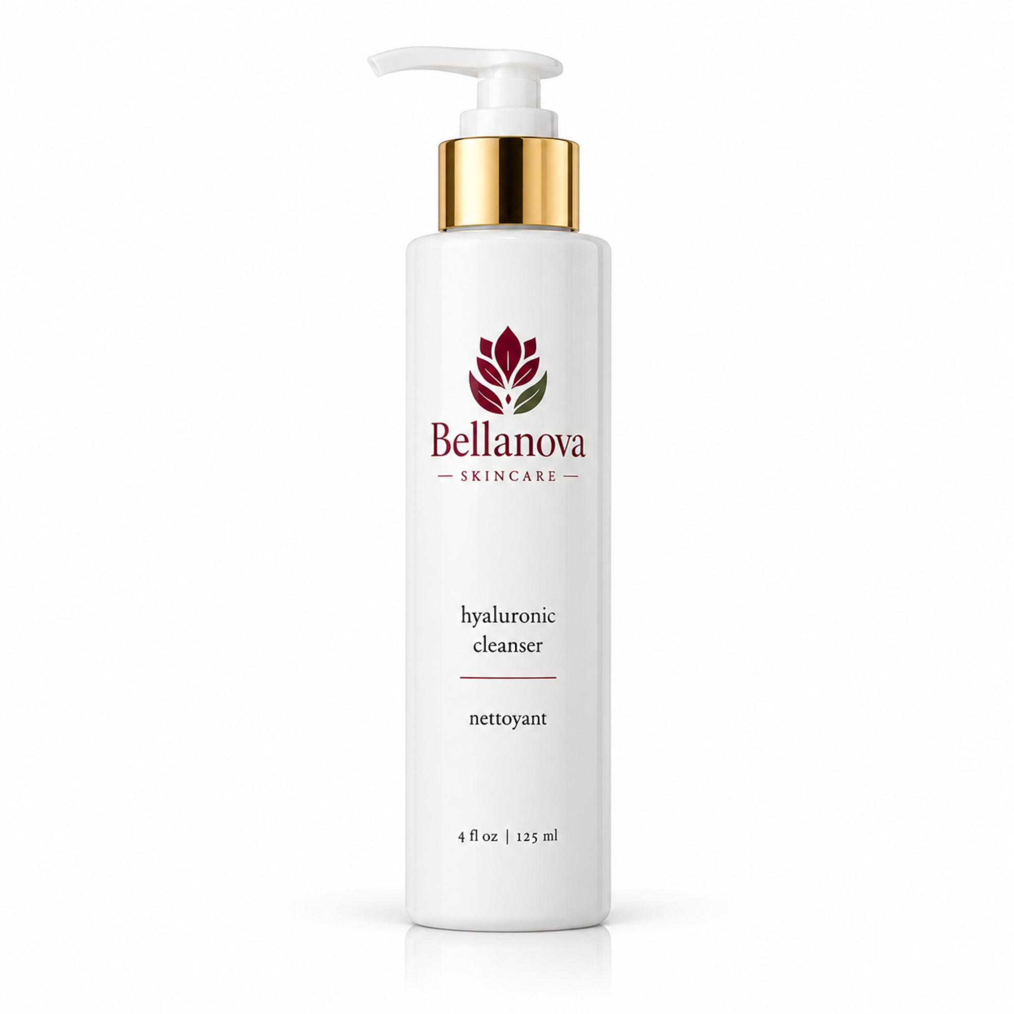 Bellanova skincare hyaluronic cleanser bottle on a white background