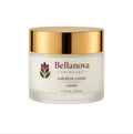 Bellanova Skincare volufirm crème jar with gold lid on a white background